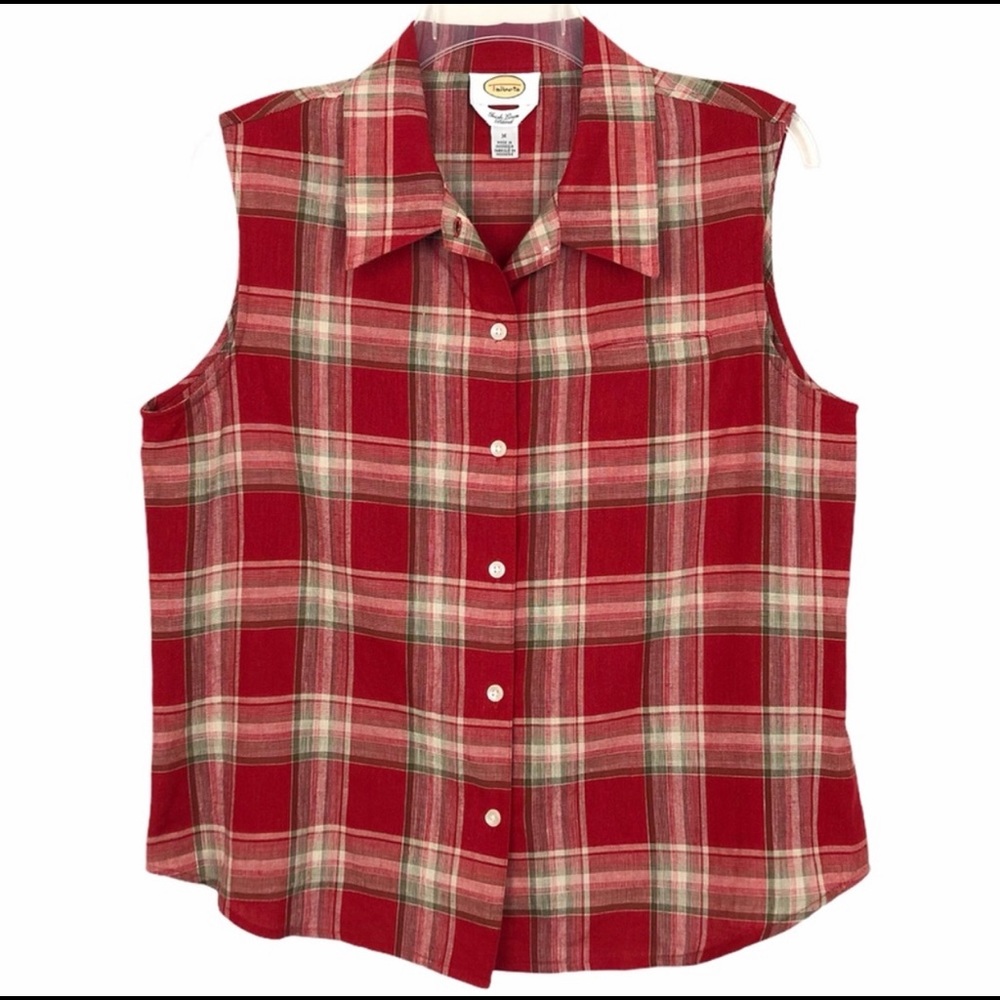 Talbot IRISH LINEN Plaid blouse - size M